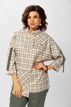 Брюки, рубашка Милора-стиль 1438 клетка/зеленый - фото 2