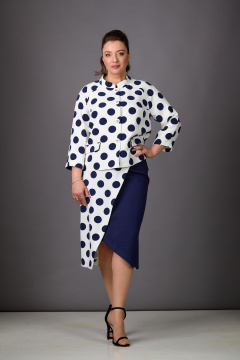 Жакет, юбка Rosheli 1178/2 молочный/темно-синий - фото 5