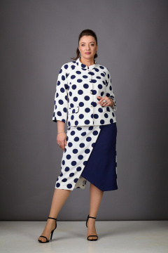 Жакет, юбка Rosheli 1178/2 молочный/темно-синий - фото 1