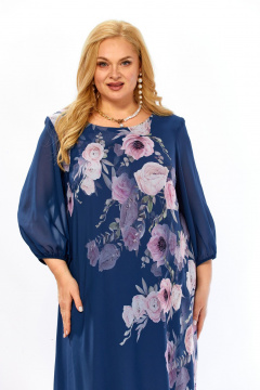Платье Элль-стиль 2278 джинс_цветочный_принт - фото 5