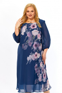 Платье Элль-стиль 2278 джинс_цветочный_принт - фото 4
