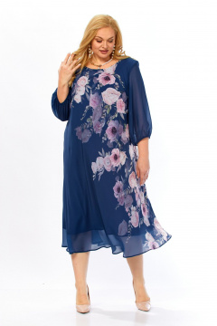 Платье Элль-стиль 2278 джинс_цветочный_принт - фото 3