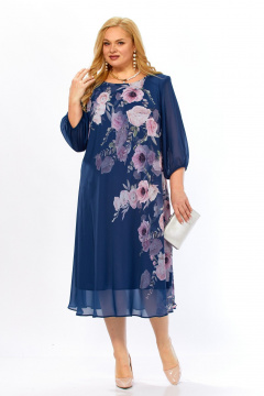 Платье Элль-стиль 2278 джинс_цветочный_принт - фото 2