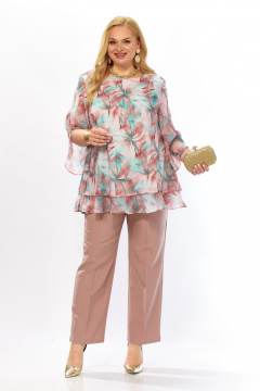 Блуза, брюки Элль-стиль 2213/14 мятно-бордовый-капучино - фото 4