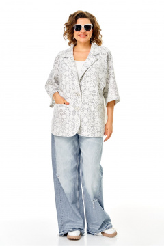 Жакет Anastasia 1355 серо-белый - фото 5