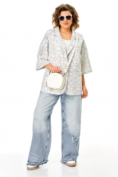 Жакет Anastasia 1355 серо-белый - фото 2