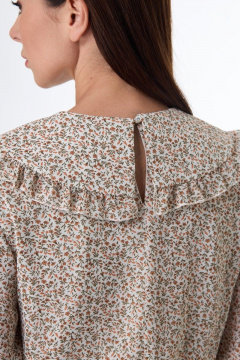 Платье свободное из шифона с увеличенным воротником Anelli 1027 бежевый - фото 5