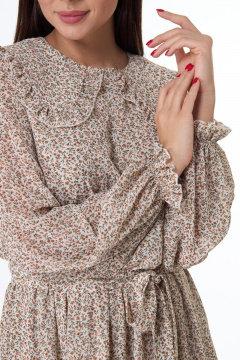 Платье свободное из шифона с увеличенным воротником Anelli 1027 бежевый - фото 4