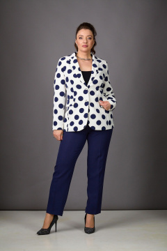 Брюки, жакет Rosheli 554/1 молочный/темно-синий - фото 1