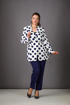 Брюки, жакет Rosheli 1184 молочный/темно-синий - фото 1