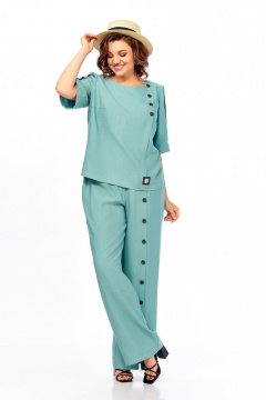 Блуза, брюки Ольга Стиль С-1022 ментол - фото 4