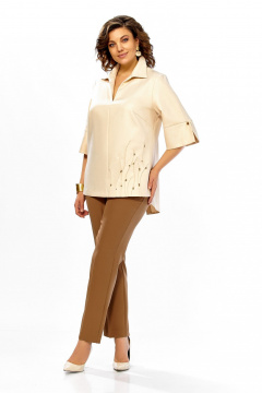 Блуза, брюки Ольга Стиль С-987 золото-коричневый - фото 4