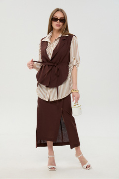 Рубашка NikVa 953-4 песочные_полосы - фото 2