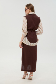 Жилет, рубашка, юбка NikVa 957-3 шоколад_песочные_полосы - фото 5
