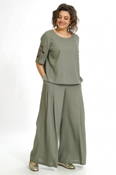 Блуза, брюки Alani Collection 2551 олива - фото 2