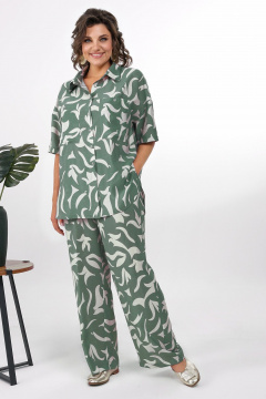 Блуза, брюки Alani Collection 2378 зелень-молоко - фото 4