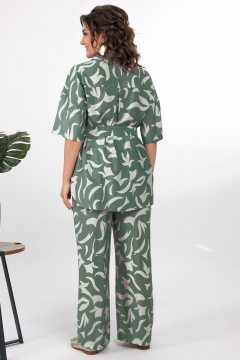 Блуза, брюки Alani Collection 2378 зелень-молоко - фото 3