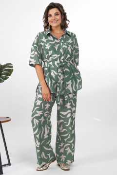 Блуза, брюки Alani Collection 2378 зелень-молоко - фото 1