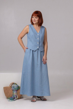 Жилет, юбка Соджи 644+704 голубой - фото 1