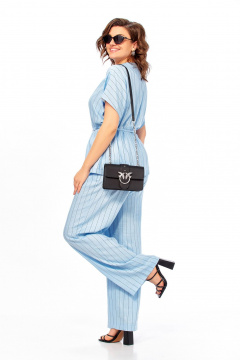 Блуза, брюки Ольга Стиль С-1023 голубой-полоска - фото 4