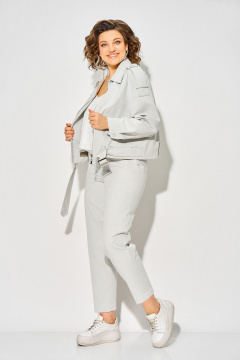 Брюки, жакет Liliana 1522-1507 серо-зеленый - фото 4