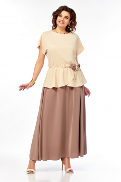 Блуза, юбка Ольга Стиль С-1015 бежевый - фото 4