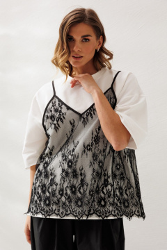 Блуза, футболка Ларс Стиль 1218/1 молочный-черный - фото 2