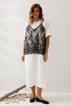 Блуза, платье Ларс Стиль 1219 молочный-черный - фото 2