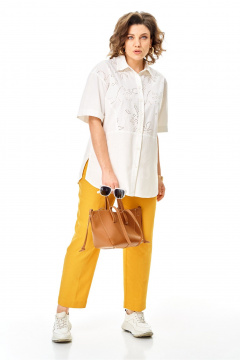 Блуза, брюки Karina deLux 1446 молочный+желтый - фото 1