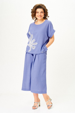 Блуза, брюки Michel chic 1451 пыльно-васильковый - фото 4