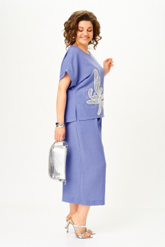 Блуза, брюки Michel chic 1451 пыльно-васильковый - фото 3
