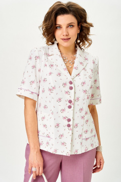 Брюки, жакет Aira Style 24252 пыльная_роза+ белый - фото 5