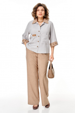 Брюки, жакет Aira Style 24255 серо-бежевый - фото 1