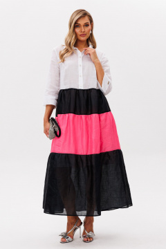 Платье Anastasia м-1241.1 бело-розовый-черный - фото 5