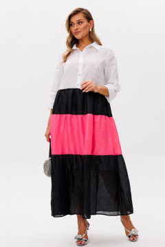 Платье Anastasia м-1241.1 бело-розовый-черный - фото 4