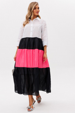 Платье Anastasia м-1241.1 бело-розовый-черный - фото 3