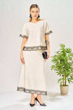 Блуза, юбка AVA fashion М-196 молочный - фото 4