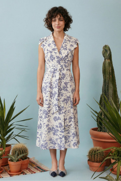 Платье Lokka 1909 белый/синий_принт - фото 1