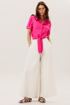 Летний костюм блуза и юбка из текстиля DILIA 0752 фуксия - фото 2