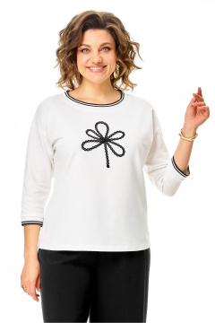 Джемпер Rumoda 2261_дл_молочный-черный - фото 4