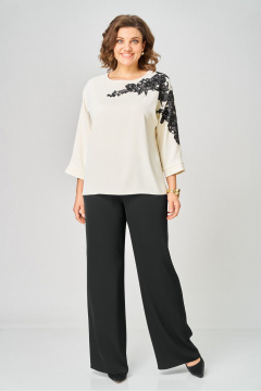 Блуза, брюки Rumoda 2278_дл_молочный-черный - фото 1