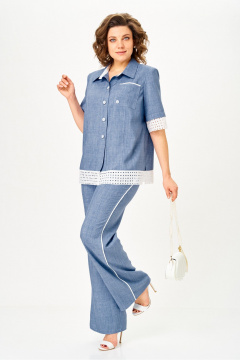 Брюки, жакет Vilena 1156 голубой - фото 5