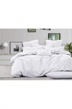 Наволочка, пододеяльник, простыня СонМаркет Страйп-сатин(Жаккард) Белый 2 2-х спальный - фото 1