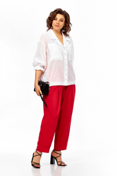Блуза, брюки Ольга Стиль С-1024 белый-красный - фото 2
