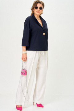 Брюки, жакет SOVA 11333 синий-молочный - фото 2