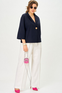 Брюки, жакет SOVA 11333 синий-молочный - фото 1