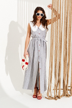 Платье ELLETTO 11128 бело-серый - фото 1