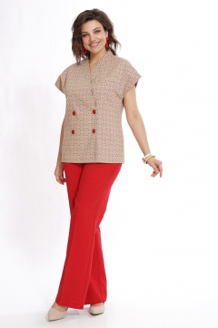 Брюки, жилет Alani Collection 2524 красный_мультиколор - фото 3