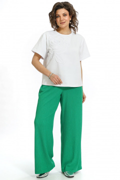 Блуза, брюки Alani Collection 2560 молоко-зеленый - фото 3