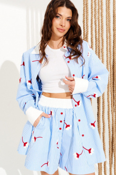 Блуза ELLETTO 13016 бело-голубой - фото 5